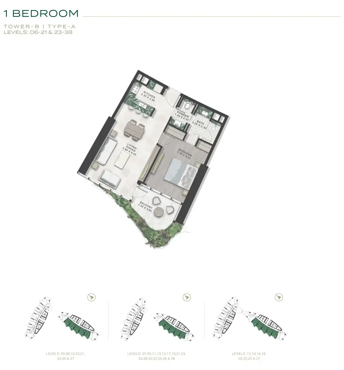 Damac Safa One 1 Bedroom Apartments Floor Plan
