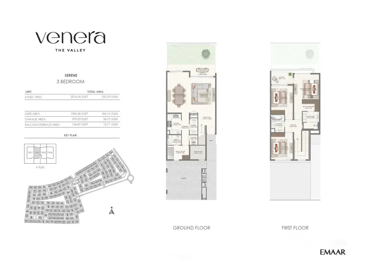 Emaar Venera at The Valley Phase 2 Dubai 3 BR Floor Plan 2,514 Sq. Ft.