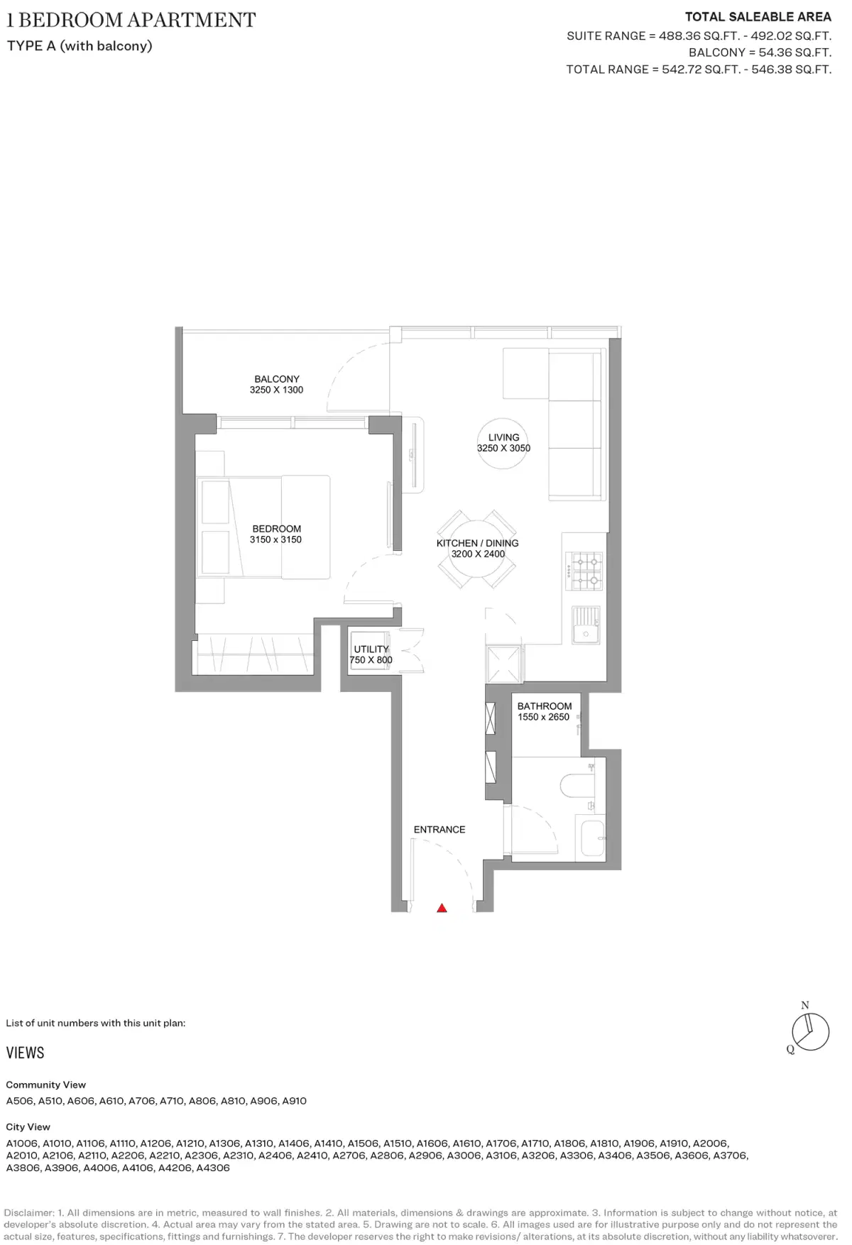 Sobha Solis In Motor City Dubai 1 Bedroom Apartments Floor Plan