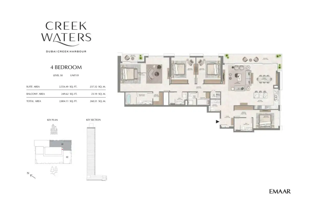 EMAAR Creek Waters 4 BR Floor Plan 2,804 Sq. Ft.