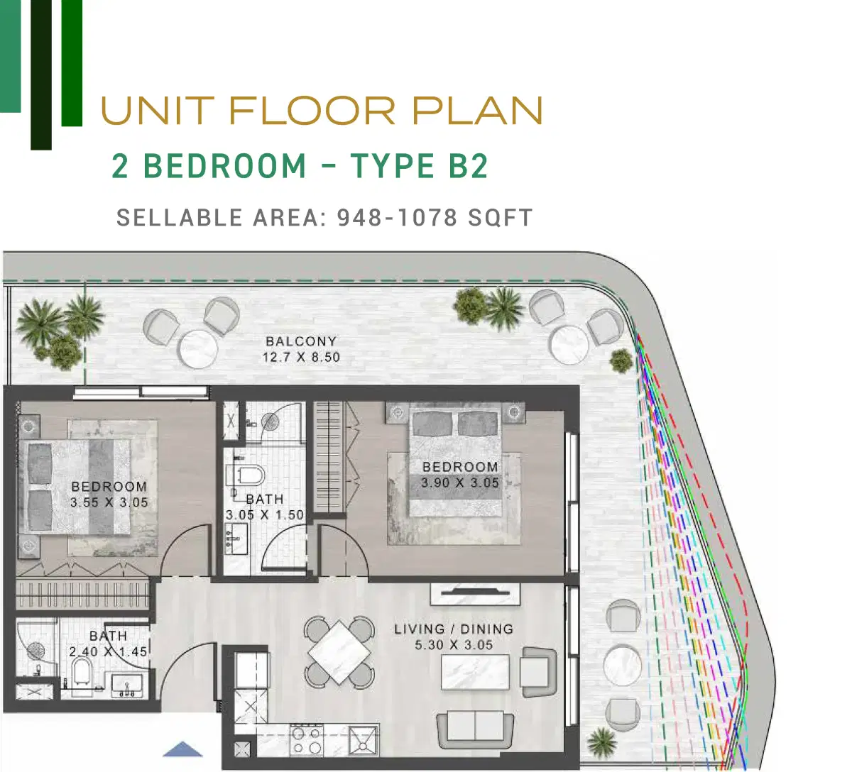 Elo Damac Hills 2 Dubai 2 Bedroom Apartments Floor Plan