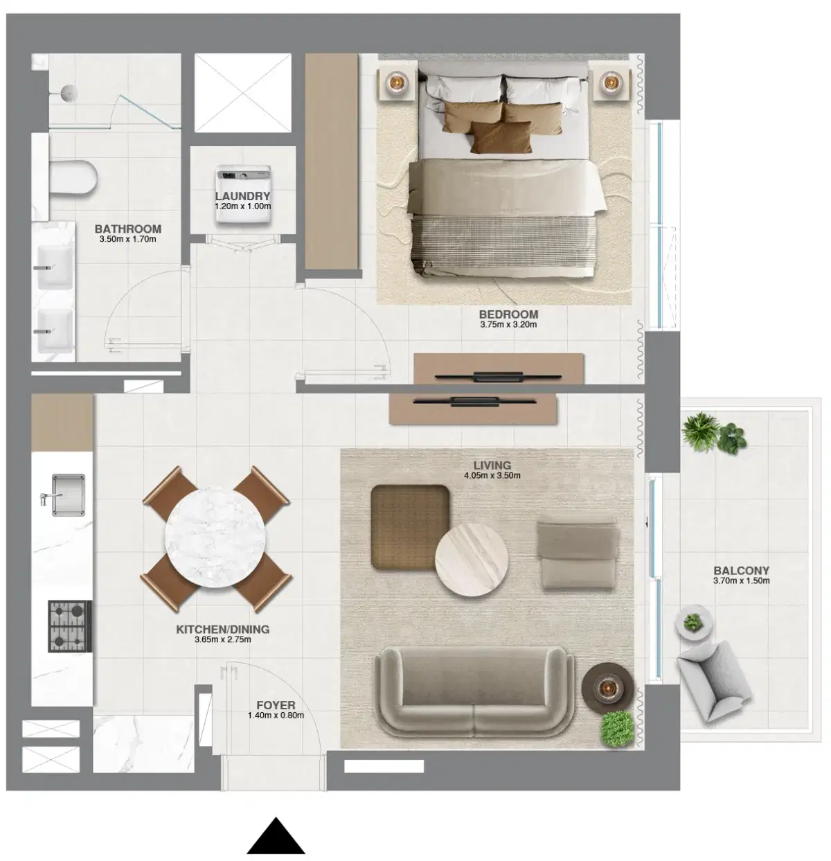 Golf Meadow At Emaar South Dubai 1 Bedroom Apartments Type-1 Floor Plan