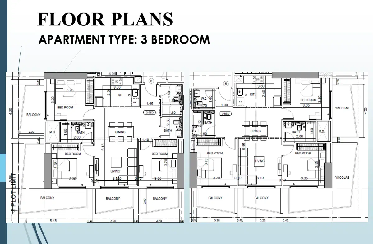 Binghatti Heights 3 BR Floor Plan 1,345 Sq. Ft.