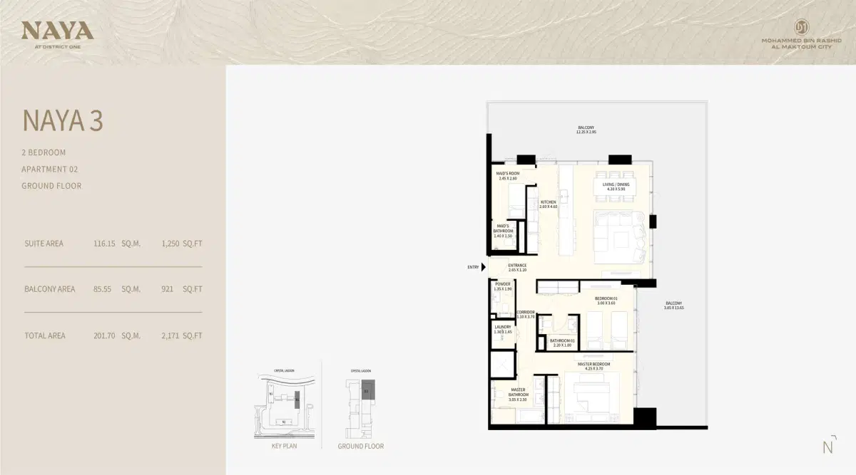 Naya at District One by NAKHEEL 2 BR Floor Plan 2,171 Sq. Ft.