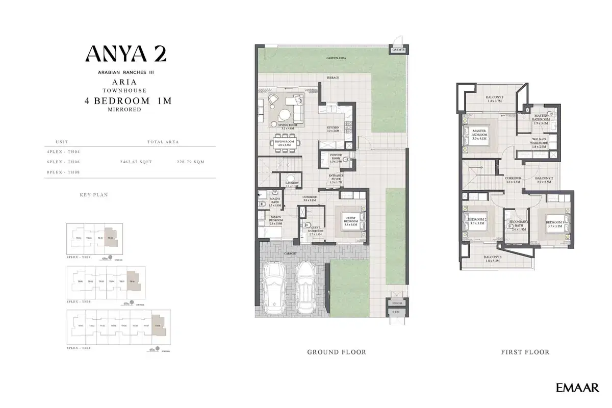 Emaar Anya 2 Townhouses 4 BR Floor Plan 2,463 Sq. Ft.