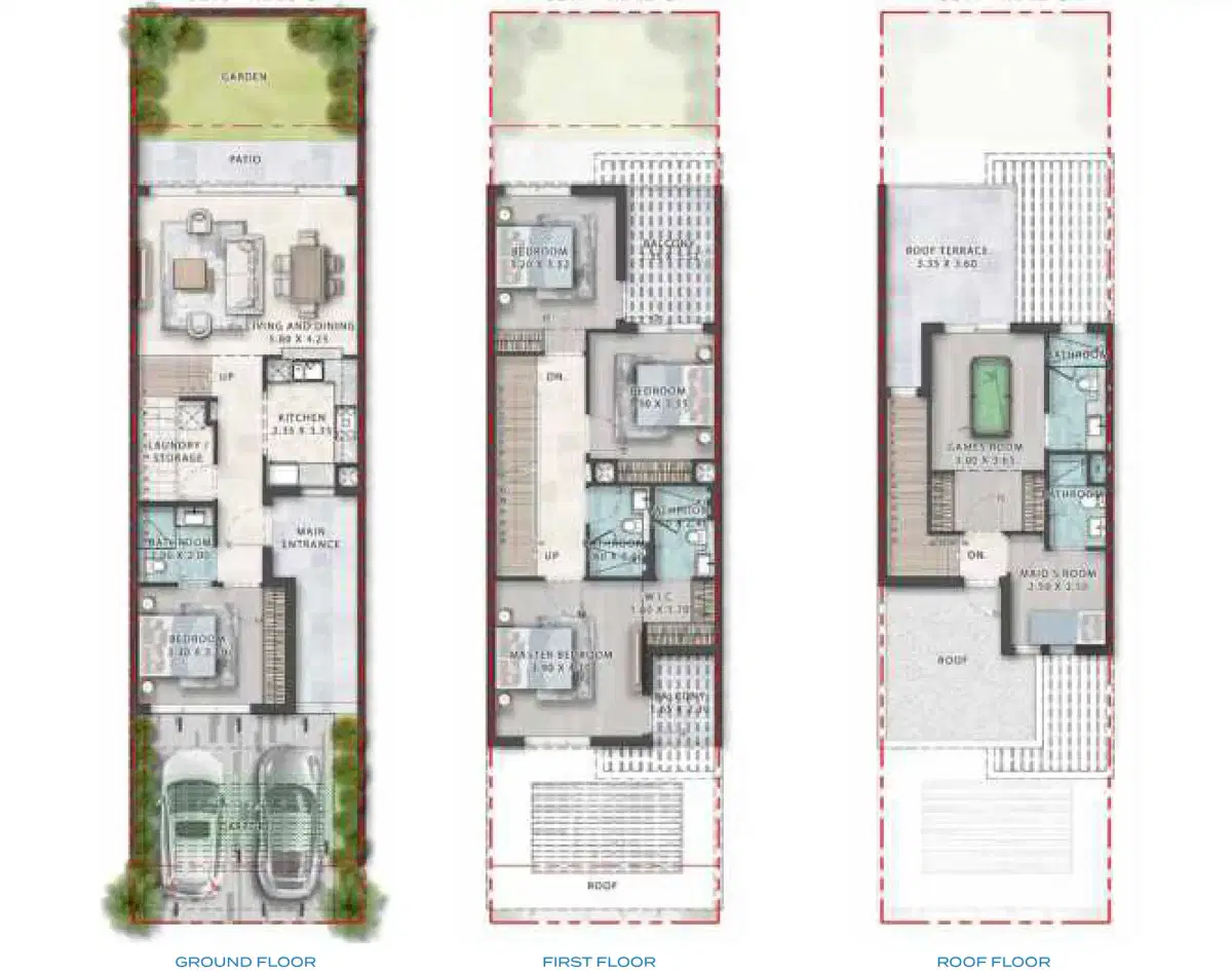 Bahamas at Damac Islands 2 5 BR Townhouses Floor Plan 2829 Sq. Ft.