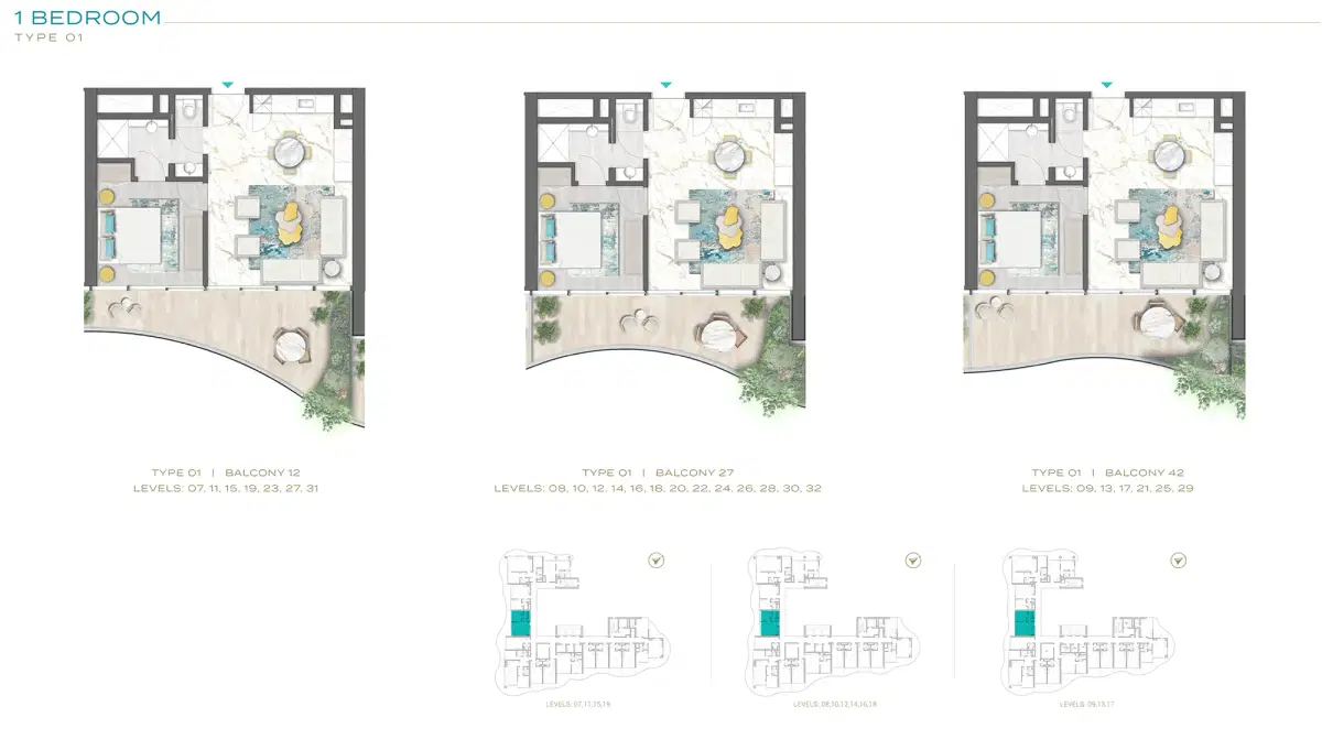 Damac Chic Tower 1 Bedroom Apartments Floor Plan