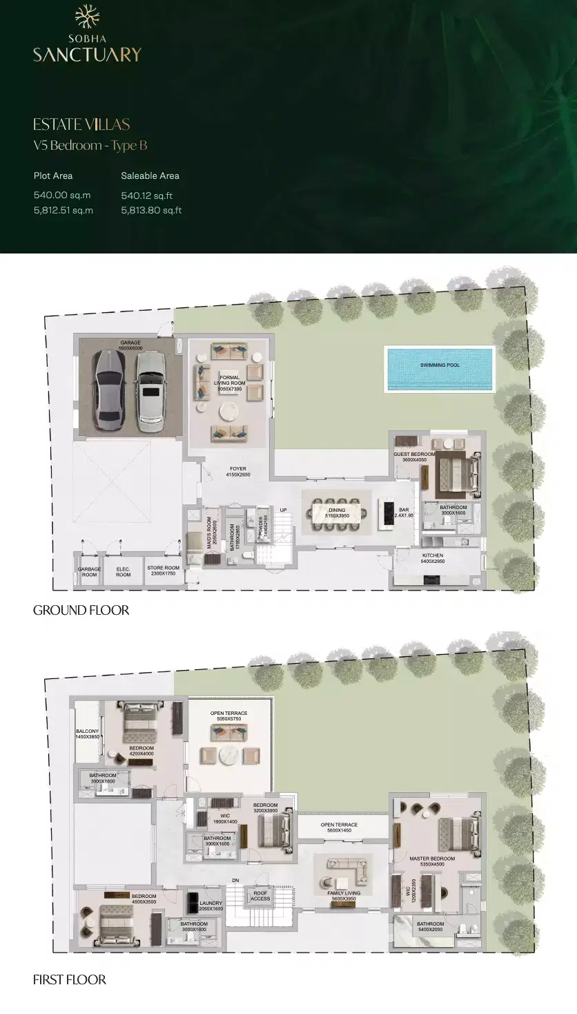 The Grove At Sobha Sanctuary 5 Bedroom Villas Floor Plan