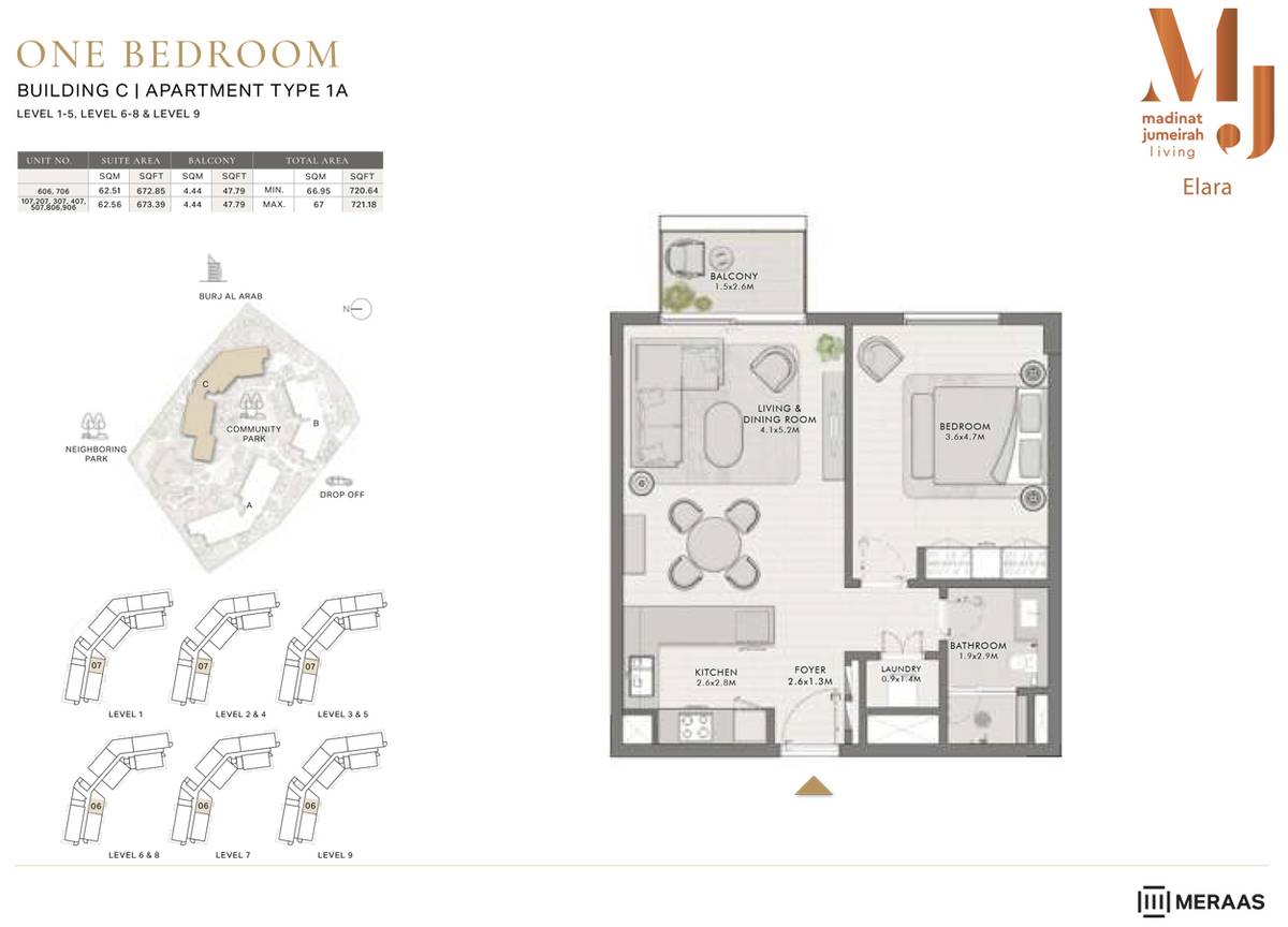 Elara At Mjl 1 BR Apartment Floor Plan