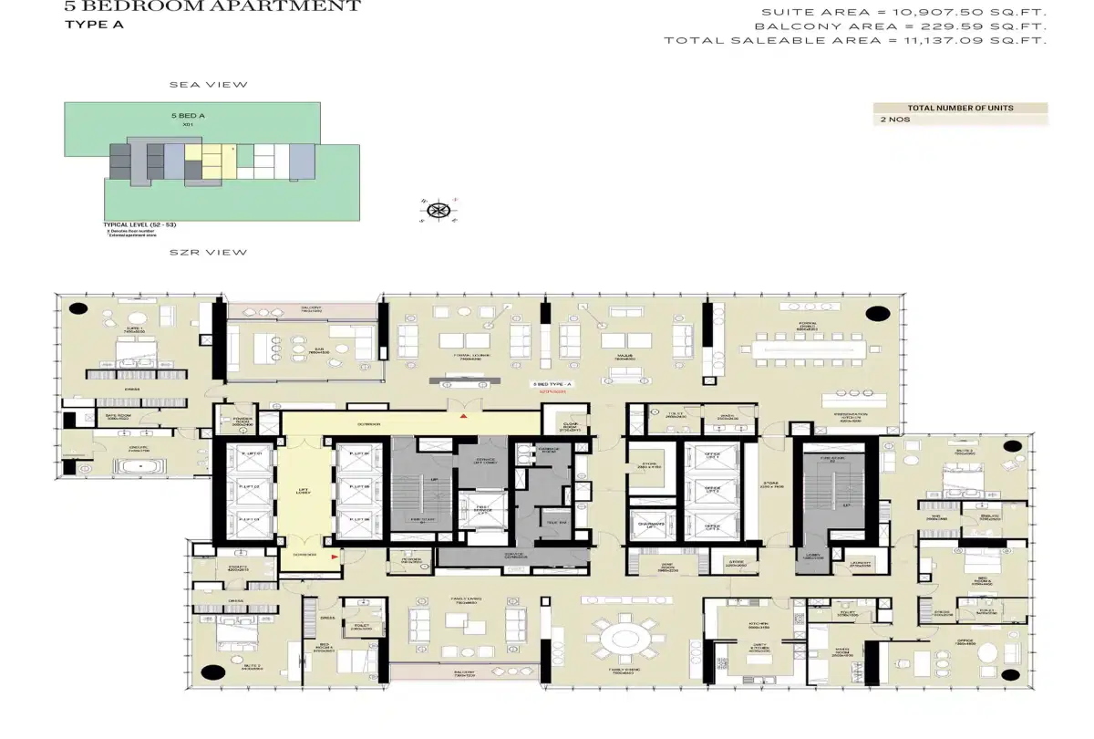 Sobha The S Tower 5 BR Apartment Floor Plan