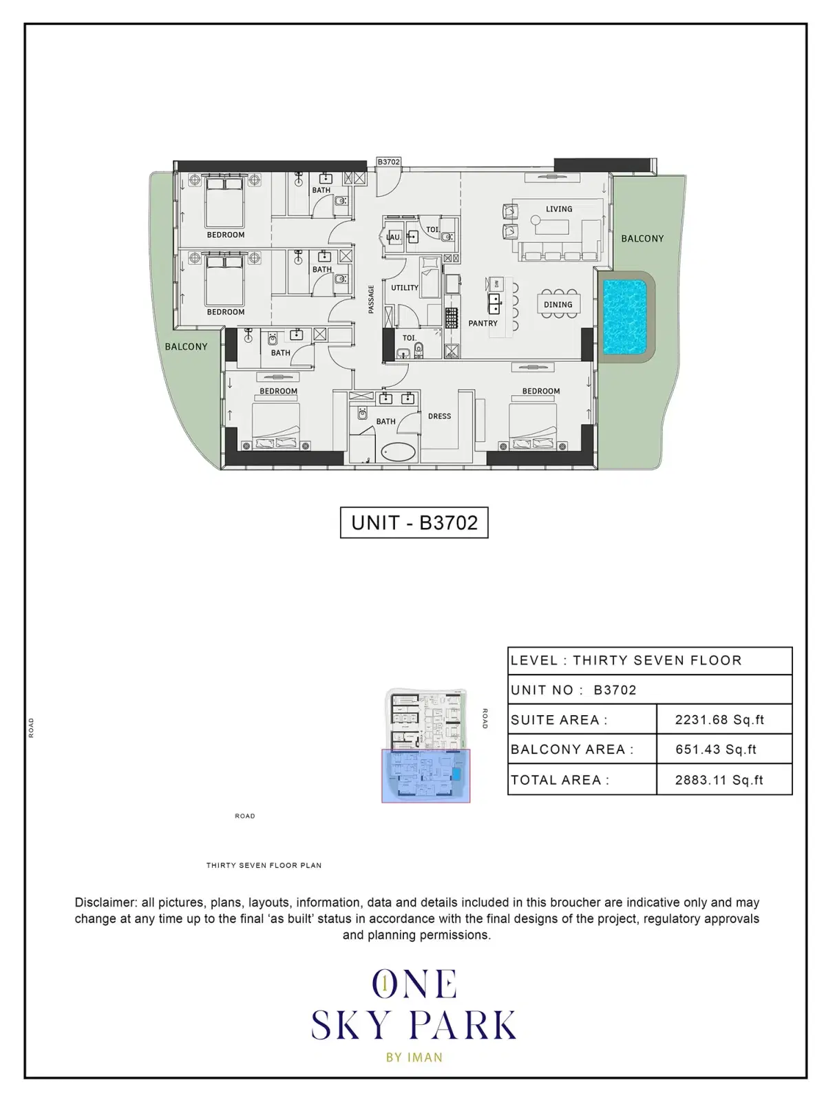 Iman One Sky Park Studio, Apartments & Penthouses at JVC 4 BR Penthouses Floor Plan