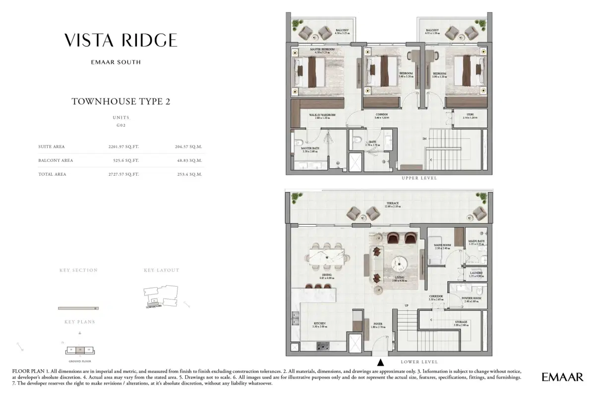 Emaar Vista Ridge at Emaar South 3 BR Floor Plan 2,727 Sq. Ft.