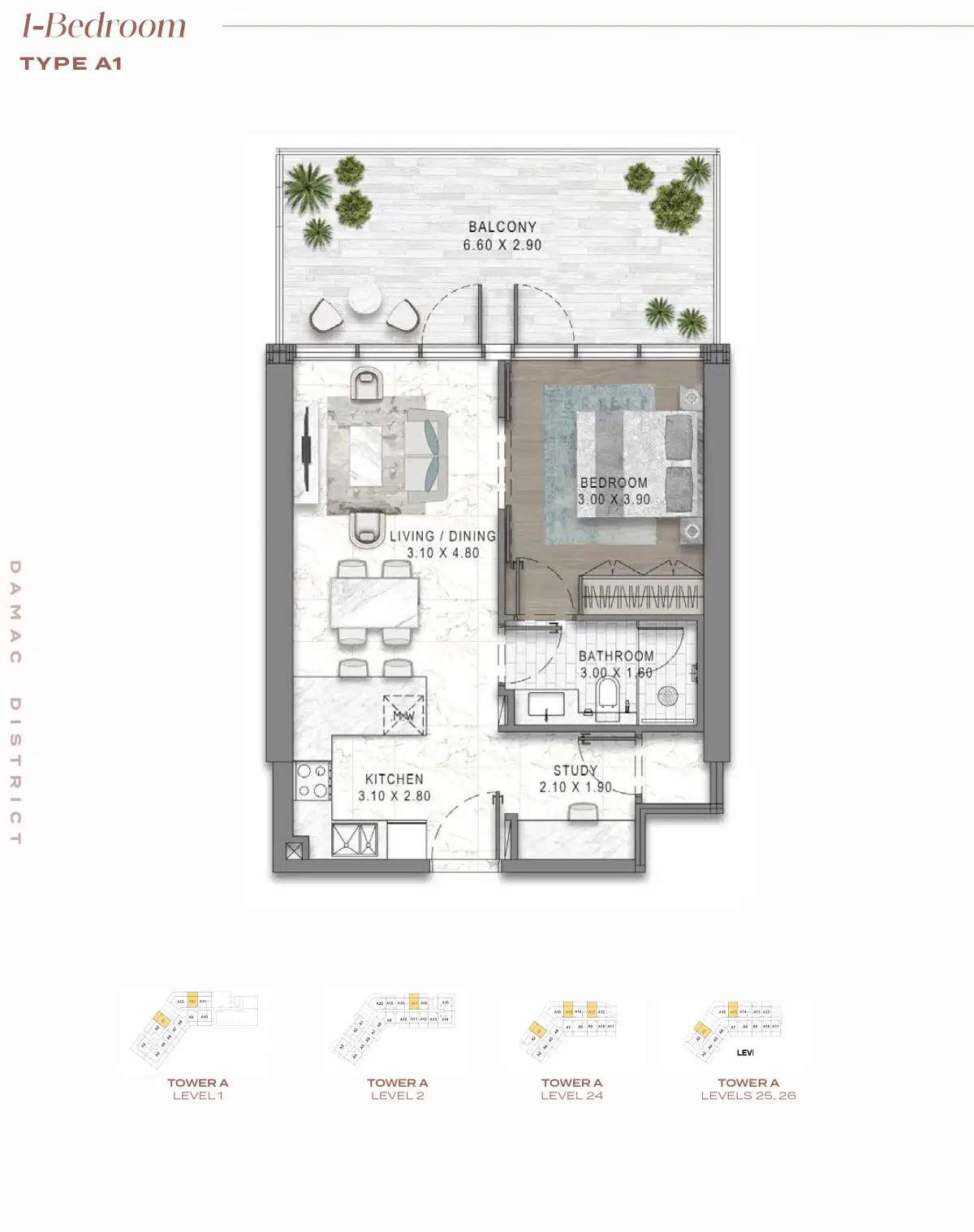 Damac District At Damac Hills 1 Bedroom Apartment Floor Plan