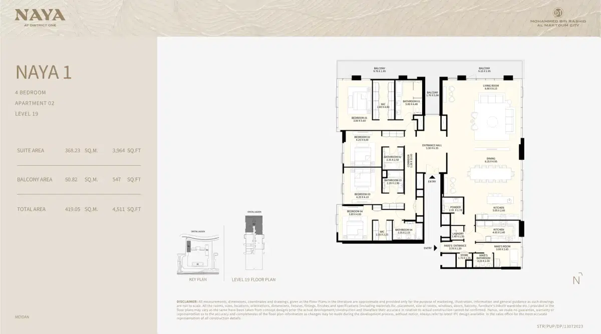 Naya at District One by NAKHEEL 4 BR Floor Plan 4,511 Sq. Ft.