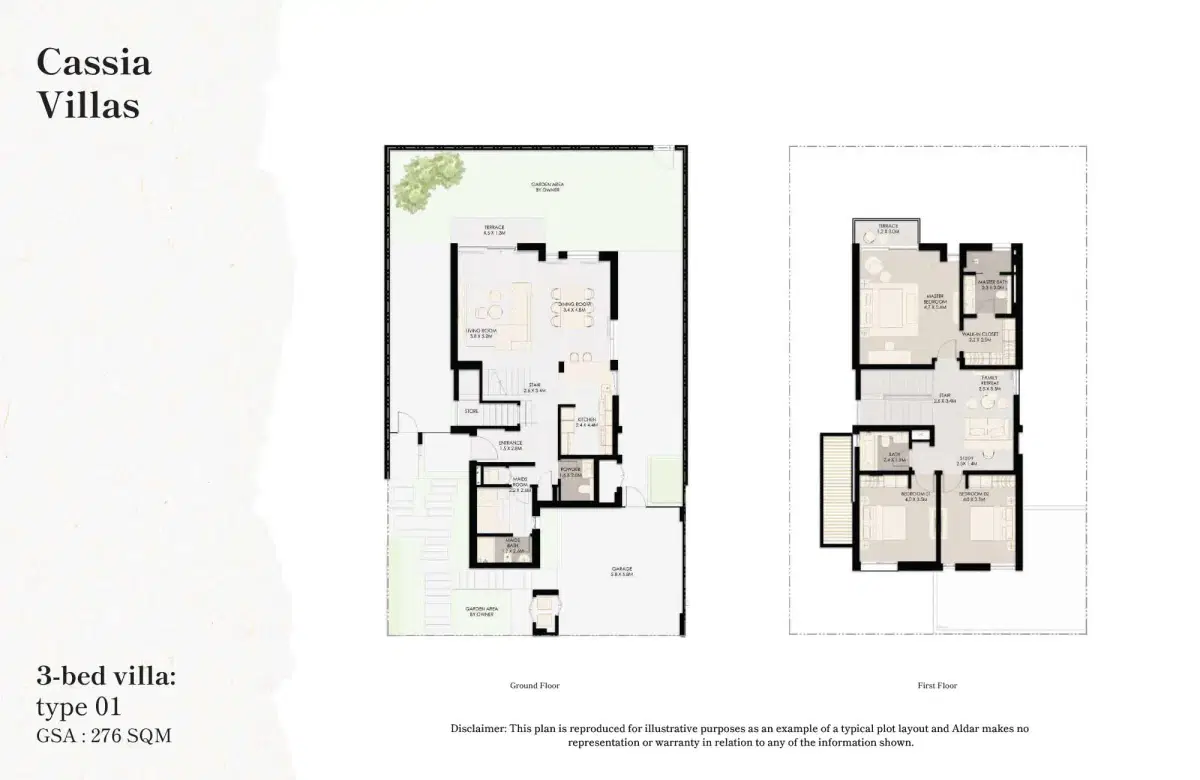 Aldar The Wilds at Dubailand 3 BR Floor Plan 2,970 Sq. Ft.