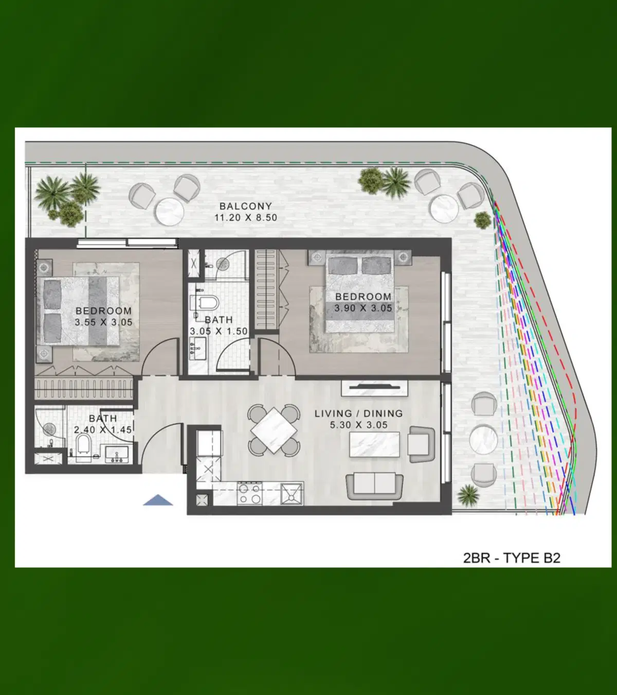 Damac Elo 3 Damac Hills 2 2 Bedroom Apartments Floor Plan