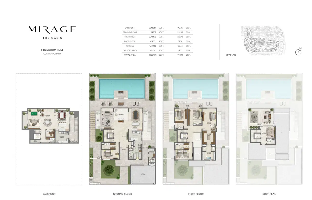 Emaar Mirage The Oasis Dubai 5 Bedroom Villas Floor Plan