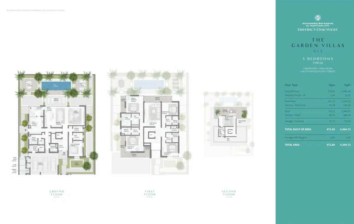 District One West Dubai 5 BR Floor Plan 9,394 Sq. Ft.