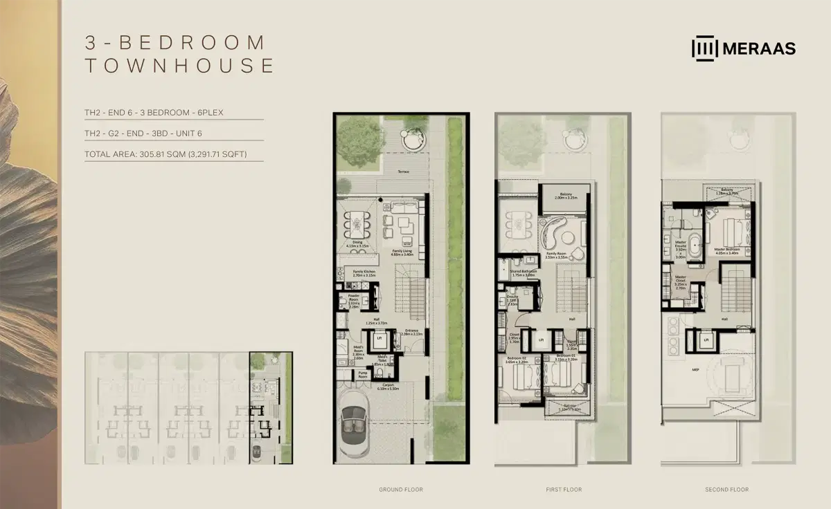 Nad Al Sheba Gardens Phase 11 3 BR Townhouse Floor Plan