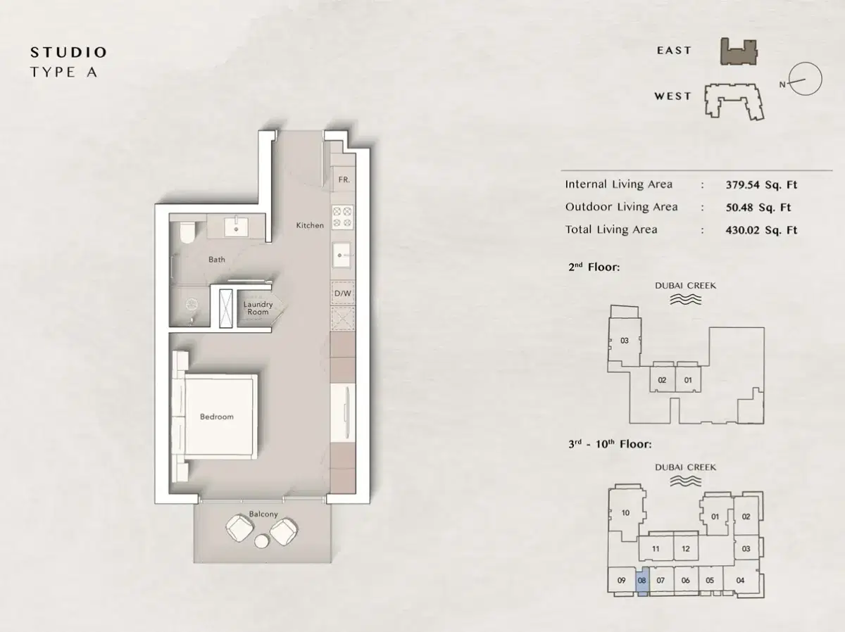 Ellington Art Bay Dubai Al Jaddaf Studio Floor Plan