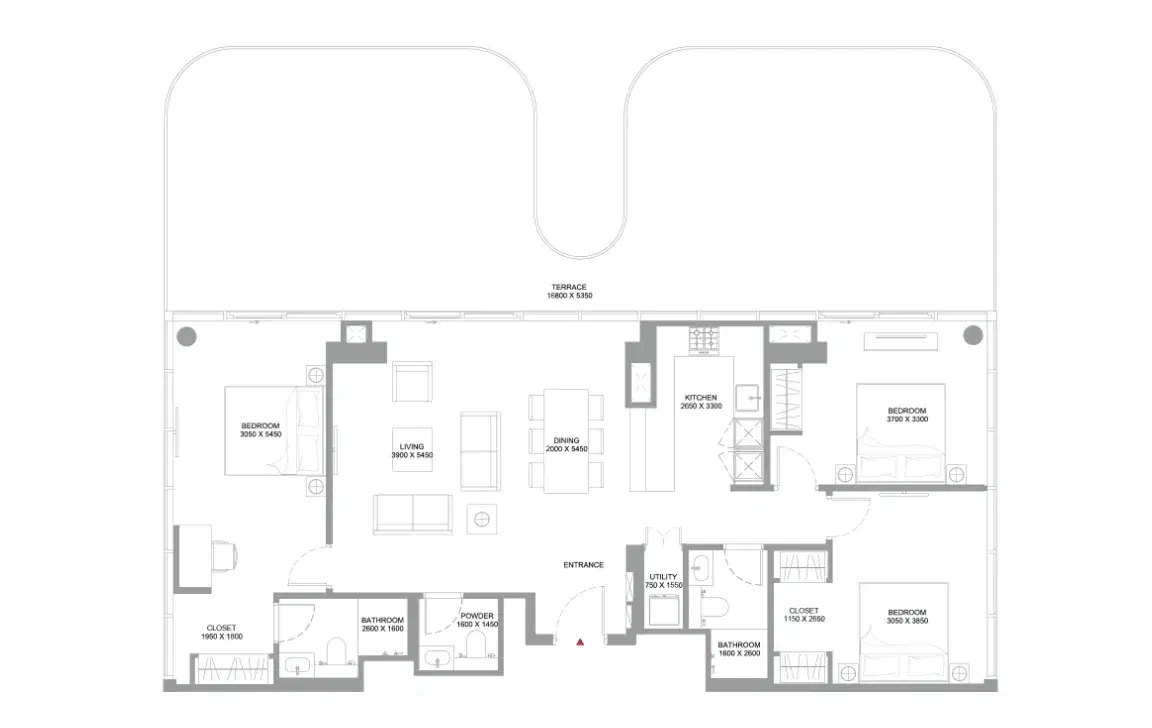 Sobha Bayfront Marina Residences At Siniya Island 3 BHK Apartments Floor Plan