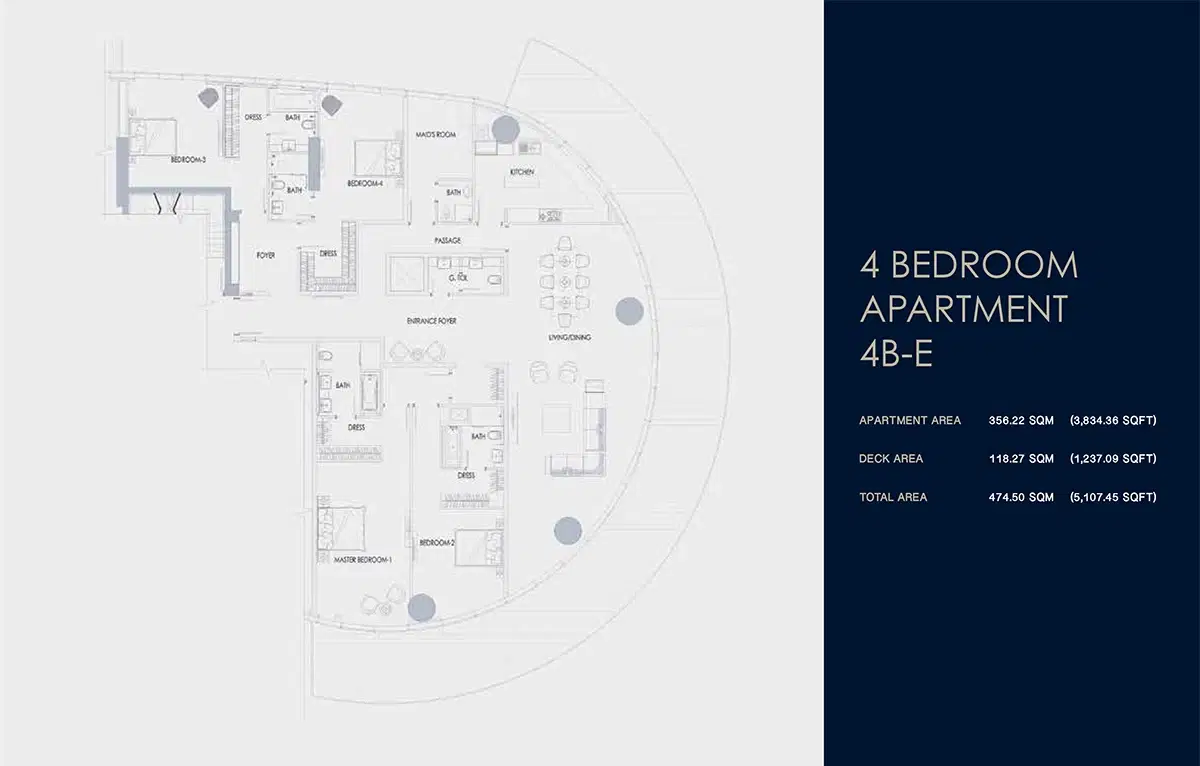 Shapoorji Imperial Avenue At Downtown Dubai 4 Bedroom Apartment Floor Plan