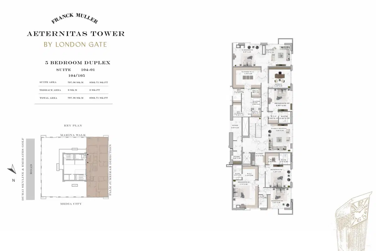 Aeternitas By London Gate Dubai Marina 5 BR Duplexes Floor Plan