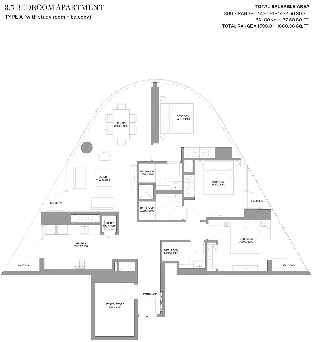 3.5 Bedroom Apartments