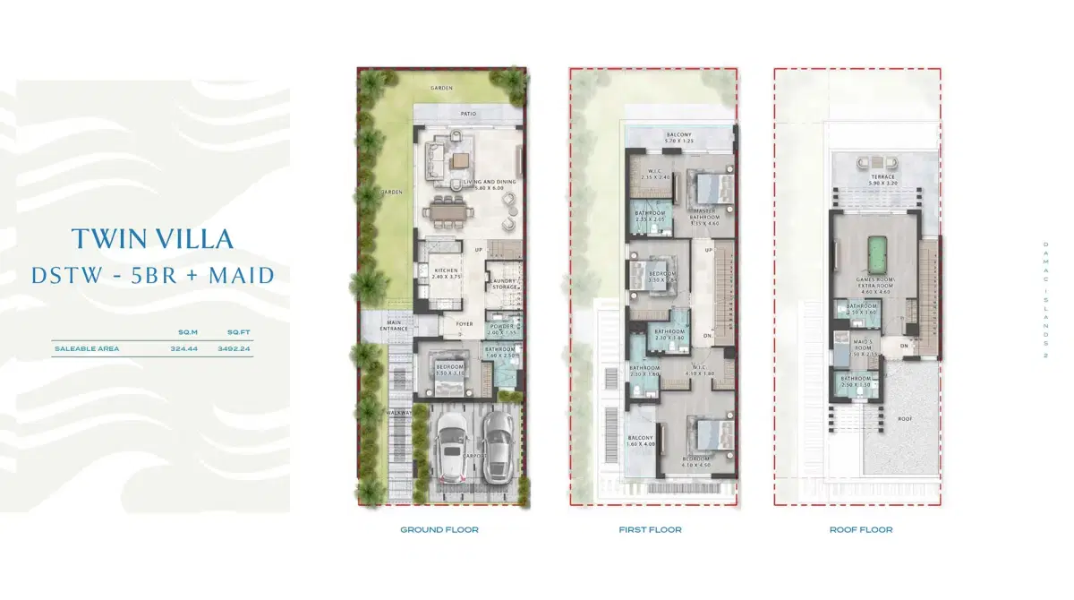 Damac Cuba at Damac Islands 2 | Luxury Townhouses & Villas 5 BR Villa Floor Plan