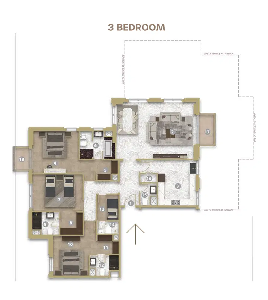 Avenue Residence 5 3 BR Penthouse Floor Plan