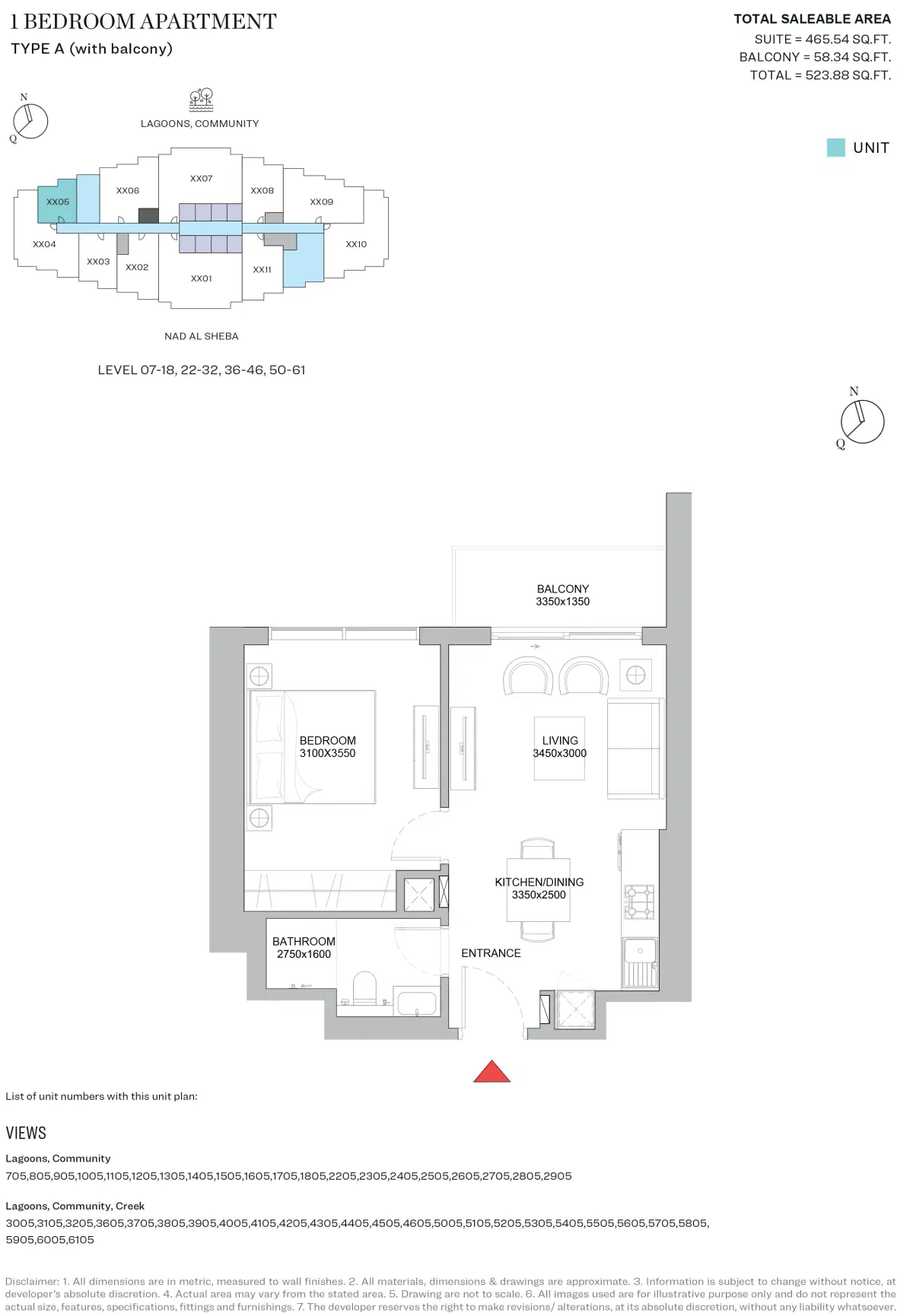 320 Riverside Crescent 1 BR Apartment Floor Plan