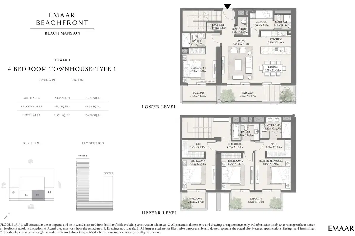 EMAAR Beach Mansion Dubai 4 BR Floor Plan 2,551 Sq. Ft.