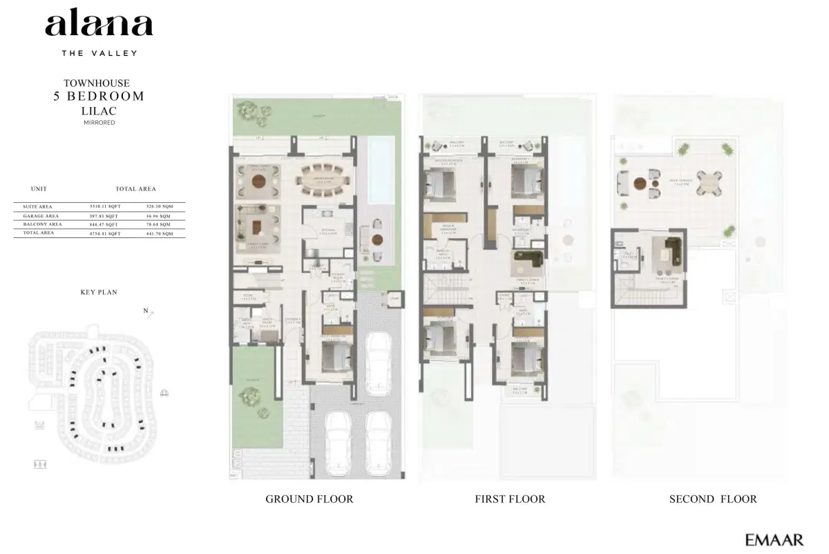 EMAAR Alana at The Valley 5 BR Floor Plan 4,754 Sq. Ft.