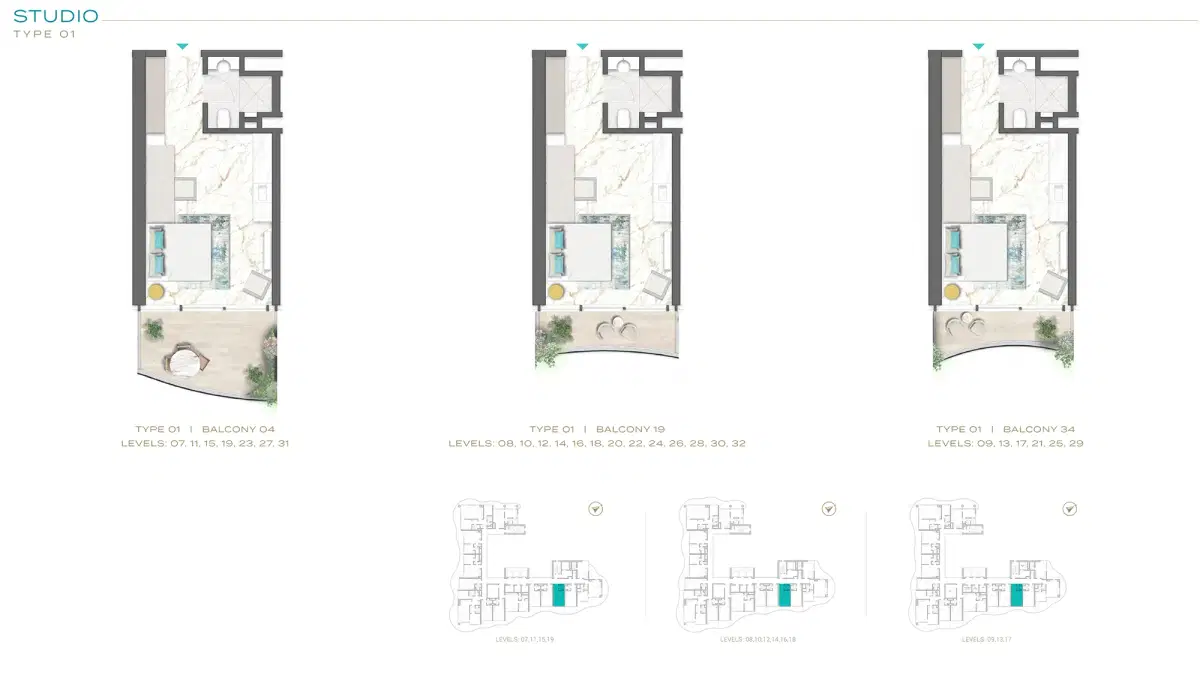 Damac Chic Tower Studio Apartments Floor Plan