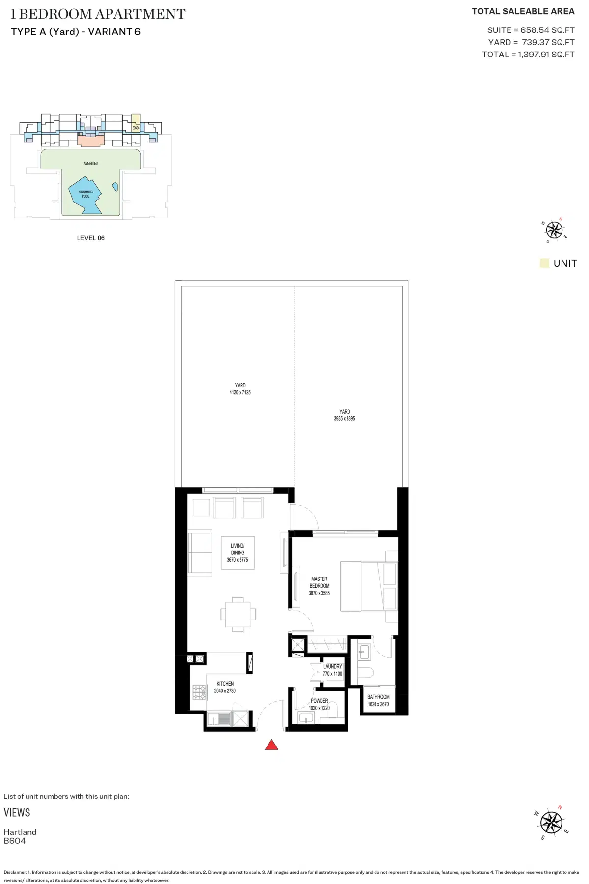 SOBHA Crest Grande Dubai 1 BR Floor Plan 1,397 Sq. Ft.