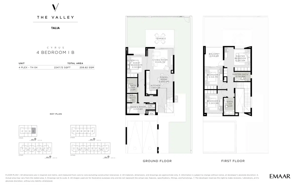 Emaar The Valley Talia 4 BR Townhouses Floor Plan