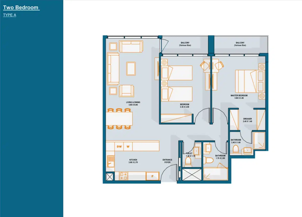 2 BR Floor Plan