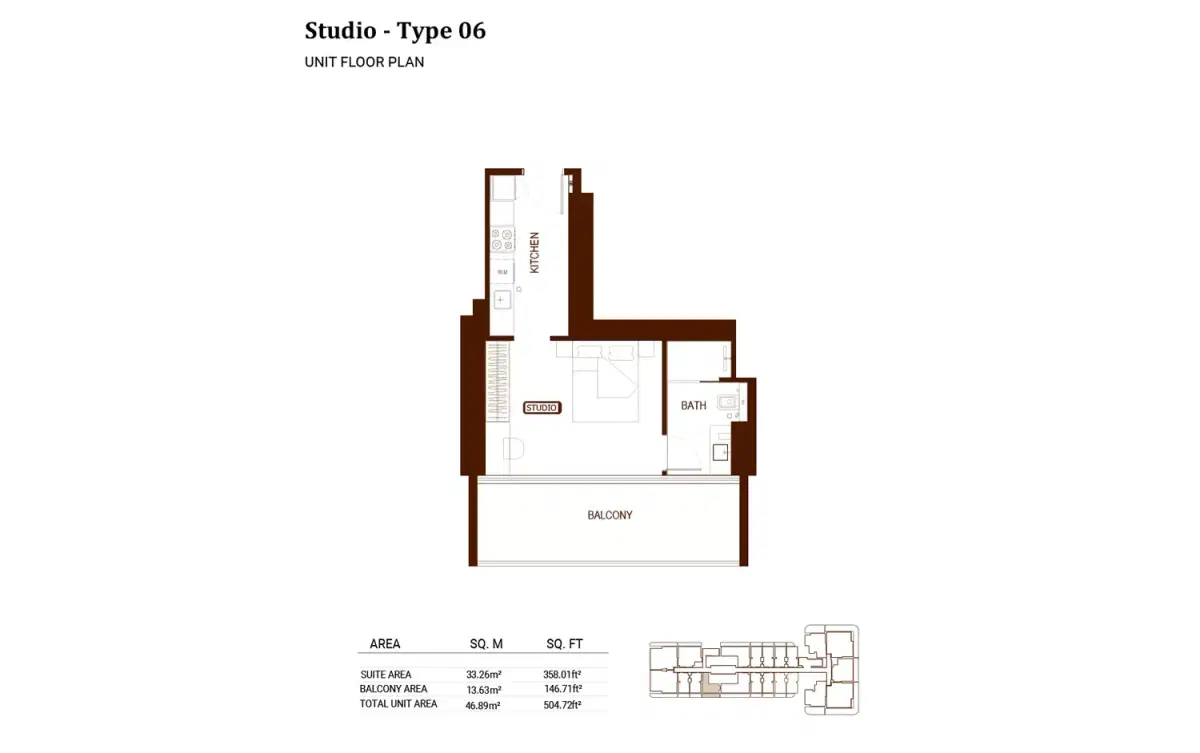 Binghatti Hillviews at Dubai Science Park Studios Floor Plan 504 Sq. Ft.