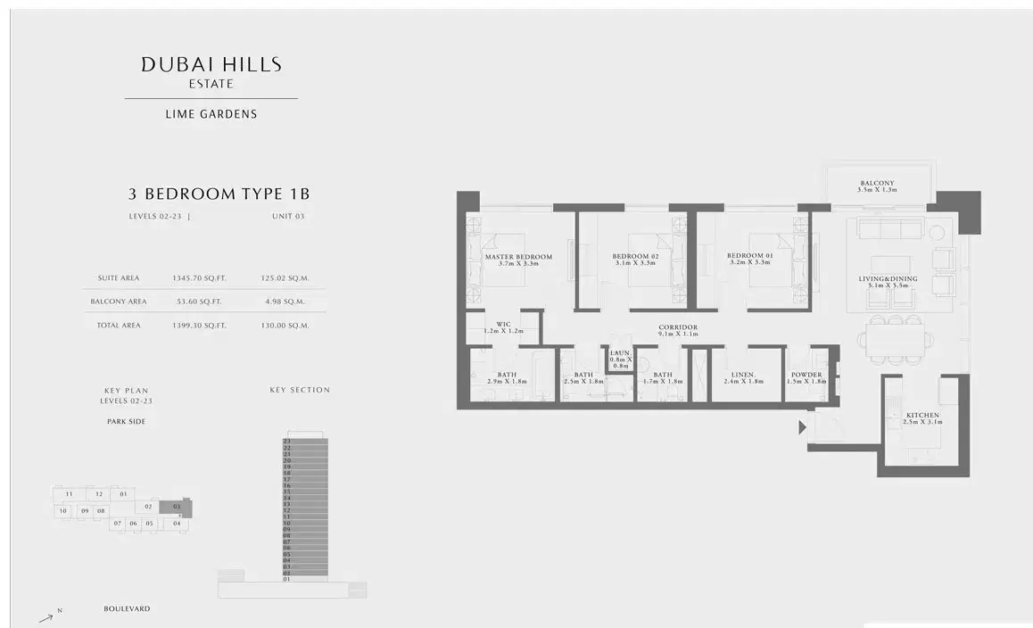 Emaar Lime Garden 3 Bedroom Apartments Floor Plan