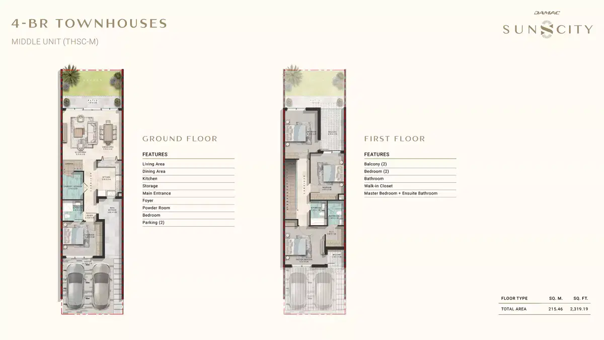 Damac Sun City In Dubailand 4 Bedroom Townhouses Floor Plan