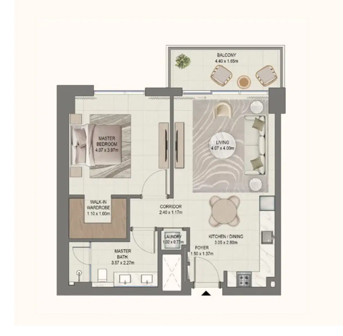 Emaar Golf Fields Emaar Golf Fields 1 BR Apartment Floor Plan 791 to 961 Sq. Ft.