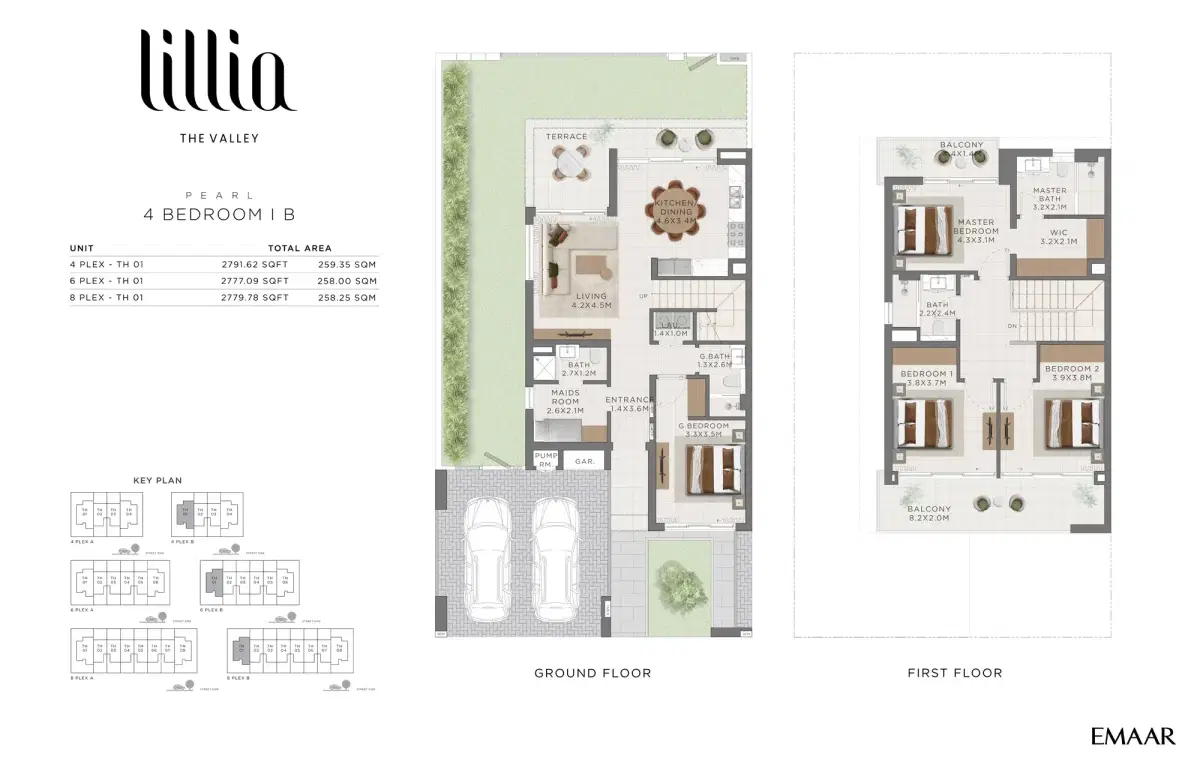 Emaar Lillia Dubai 4 BR Floor Plan 2,791