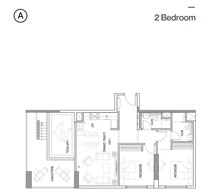Binghatti House By Binghatti 2 BR Floor Plan