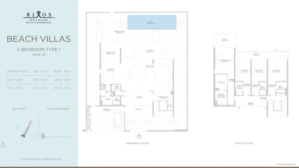 Nakheel Rixos Dubai 4 BR Floor Plan 6,351 Sq. Ft.