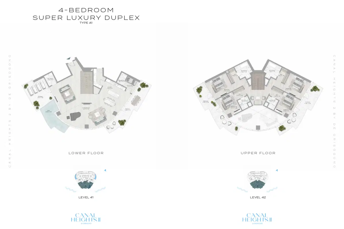 Damac Canal Heights 2 4 BR Duplexes Floor Plan