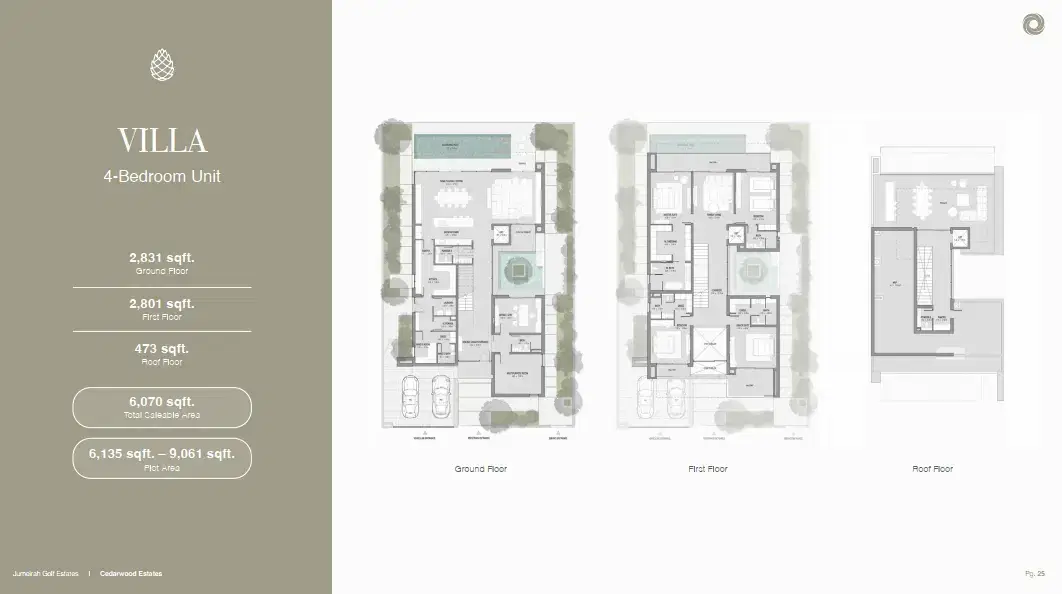 Cedarwood Estates South Villas by WASL at Jumeirah Golf Estates 4 BR Villa Floor Plan