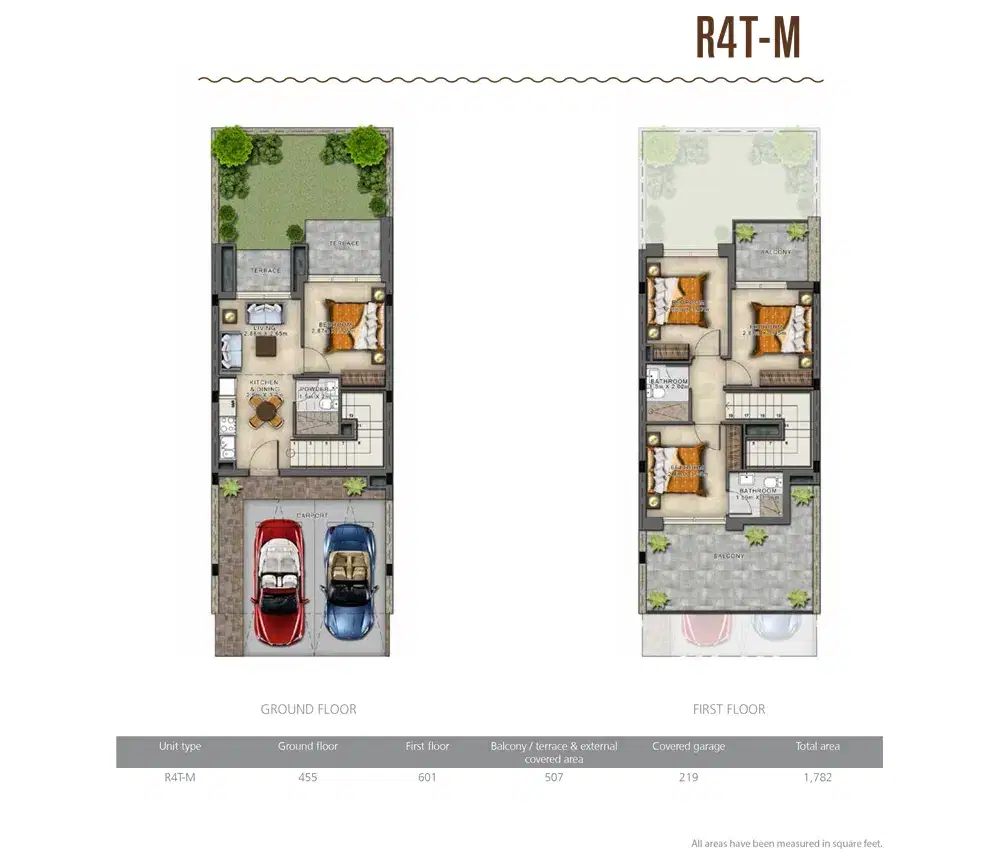 Sahara Villas Dubai 4 BR Floor Plan 1,782 Sq. Ft.