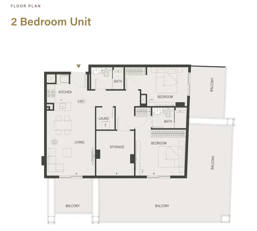Binghatti Dawn Assets Jumeirah Village Circle 2 Bedroom Apartments Floor Plan