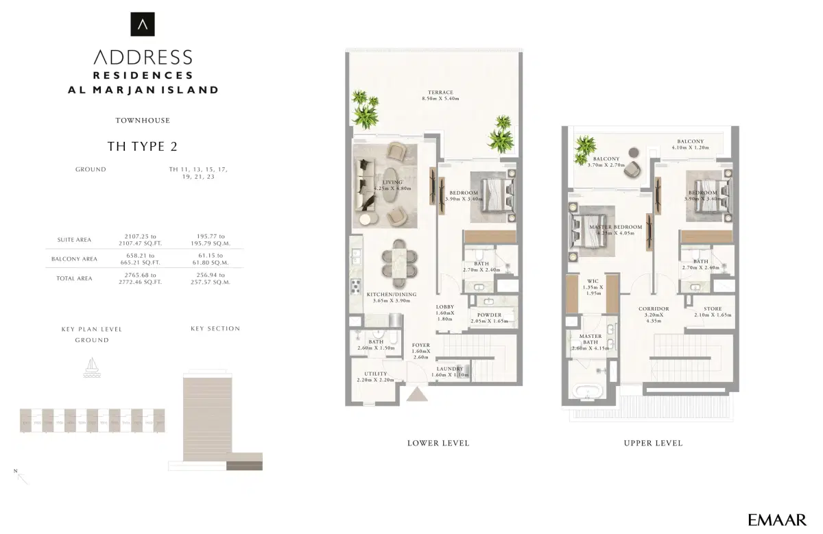 Emaar Address Residences Phase 2 Al Marjan Island 3 Bedroom Townhouses Floor Plan