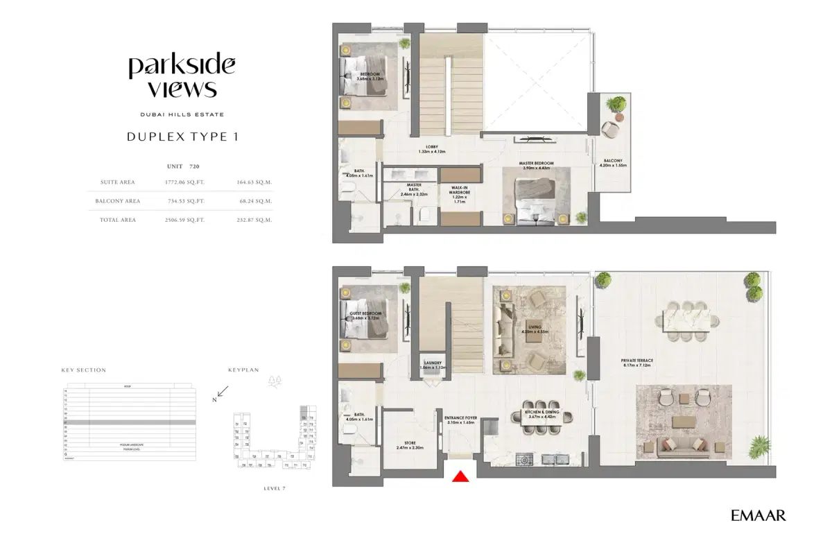 EMAAR Parkside Views Dubai 3 BR Floor Plan 2,506 Sq. Ft.